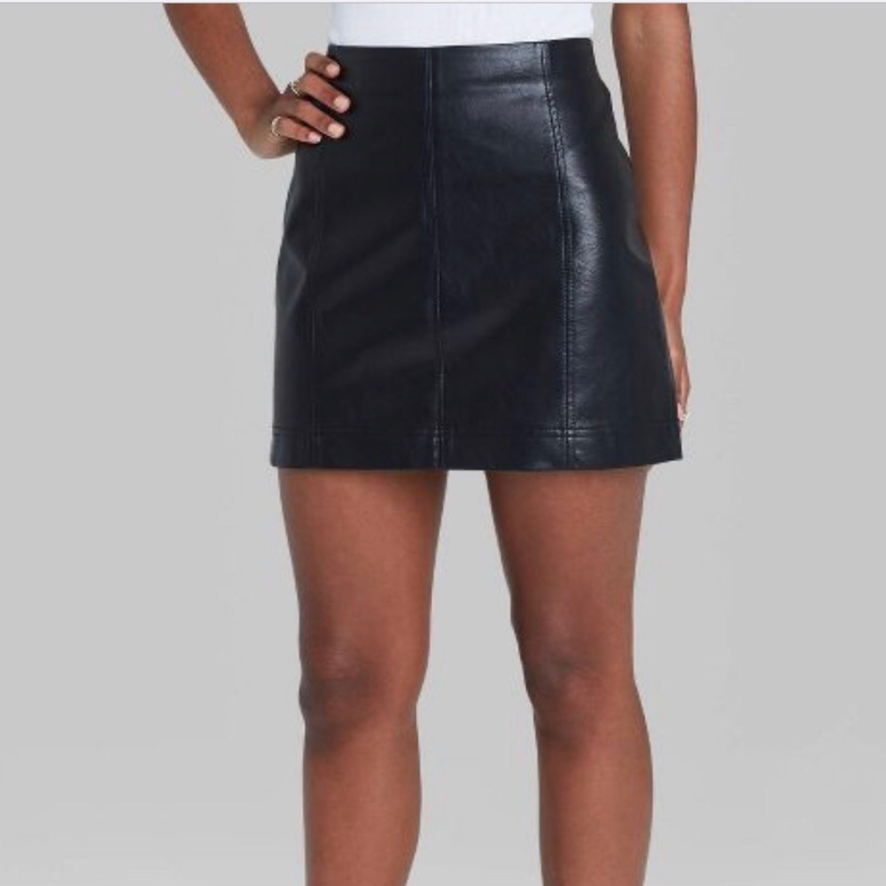 Shinestar Black Faux Leather Skirt